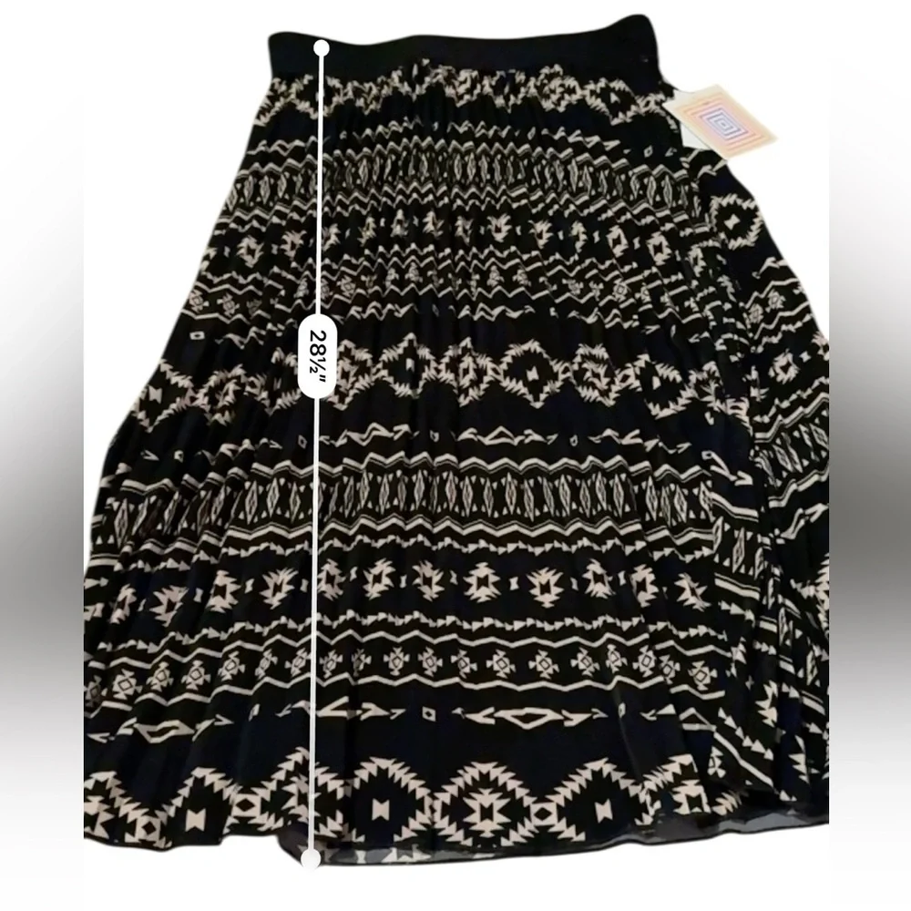 Lularoe Jill Black & White Aztec Geometric Pull-On Pleated Midi Skirt Sz‎ S NEW